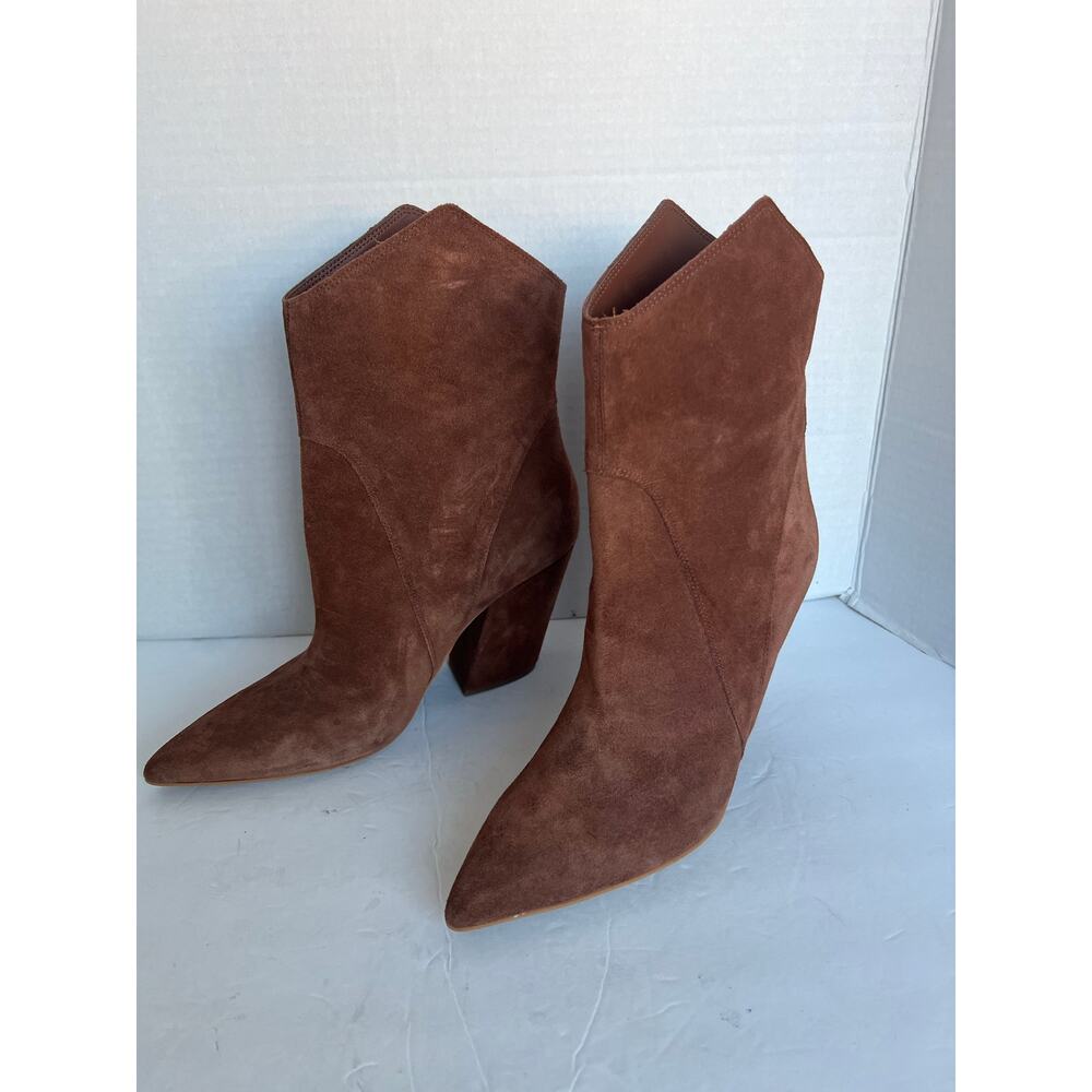 NWT Dolce Vita Nestly Brandy Brown Suede Pointy Toe Block MidCalf  Boots 9.5
